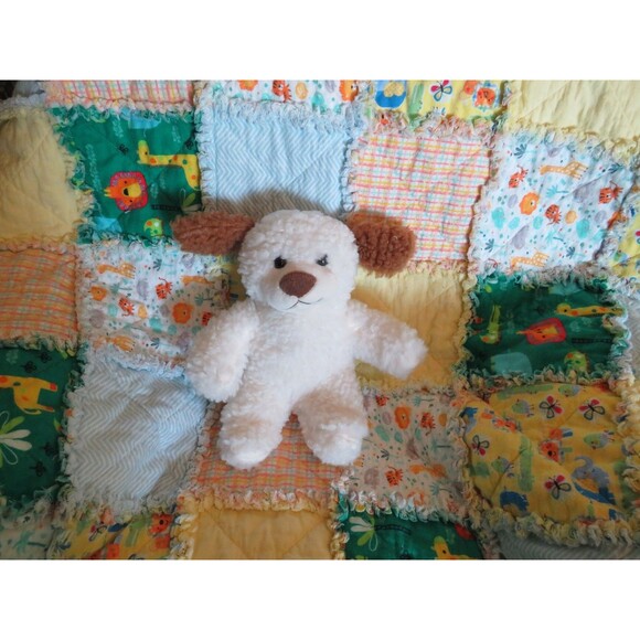 Flannel Rag Quilt With Batting 43 x 43, Jungle Animals, Giraffes, Elephants Baby - Picture 14 of 14